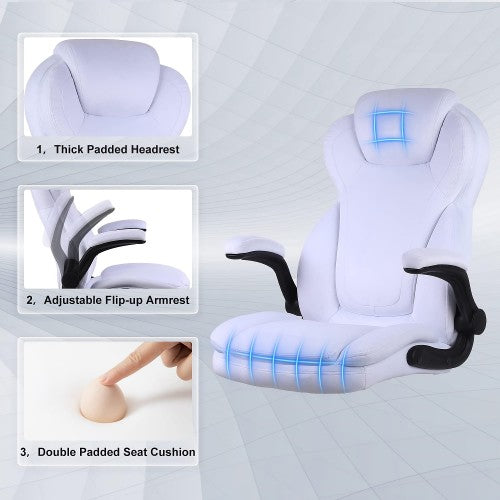 KASORIX Ergonomic Office Chair, Adjustable Swivel Chair with Velvet Lining, High-Back Lumbar Support, Flip-Up Armrests for Home, Office (Velvet White) KASORIX Ergonomic Office Chair, Adjustable Swivel Chair with Velvet Lining, High-Back Lumbar Support, Flip-Up Armrests for Home, Office (Velvet White)
